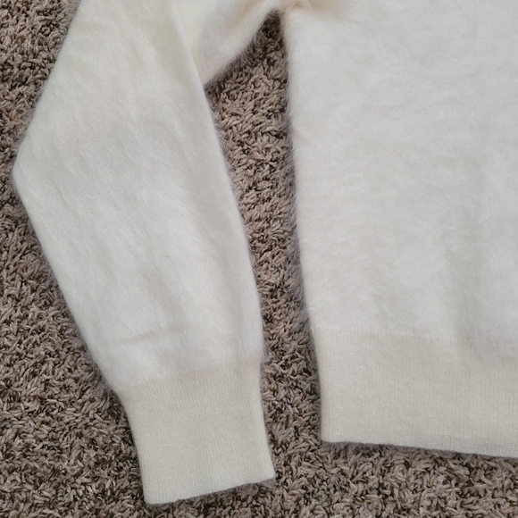 J. Crew Brushed Cashmere Shrunken Crewneck Sweater Ivory Size Large NWT NWD - Picture 3 of 8